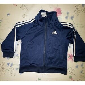 Adidas Toddler Track Jacket 24 Months Navy Blue Full Zip 3-Stripe